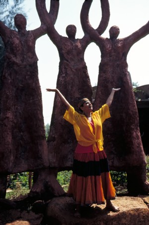 Protima Bedi at Nrityagram, February, 1998.  Photo by Nan Melville
