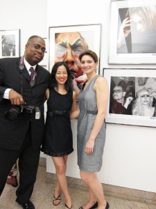 Gregory Pierre Mink, NYC Health and Hospitals Corporation Art Collection Art Administrator, artist Lia Chang, and Elizabeth Youngbar, HHC’s Assistant Art Administrator at the HHC’s New York City: IN FOCUS, Vol. 2 Exhibit opening reception at Bellevue Hospital in New York on June 23, 2011.  Photo by Brianne Michelle Photography