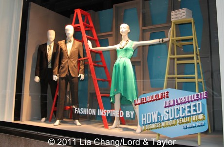  Lord & Taylor Flagship Store Fifth Avenue windows filled with fashions inspired by the Broadway Revival “How To Succeed in Business Without Really Trying” starring Daniel Radcliffe, Rose Hemingway and Tony winner John Larroquette. Photo: ©  Lia Chang/Lord & Taylor