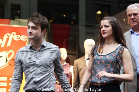 How To Succeed in Business Without Really Trying’ stars Daniel Radcliffe, Rose Hemingway and Tony winner John Larroquette at the unveiling of the Lord & Taylor Flagship Store Fifth Avenue windows filled with fashions inspired by their hit Broadway revival, on Thursday, June 23, 2011 in New York. Photo by Lia Chang/Lord & Taylor