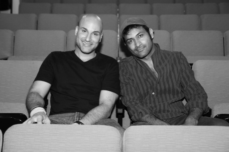 Sanjiv Jhaveri and Samrat Chakrabarti, co-creators and co-directors of Bakwas Bumbug at The Wild Project in the East Village after the opening night performance on June 22, 2011. Credit:  Photo from The Lia Chang Theater Portfolio at the Library of Congress/AAPI Collection