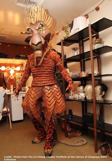 Thom Sesma, who plays Scar in The Lion King Las Vegas at the Mandalay Bay, in his dressing room on August 23, 2010. Photo by Lia Chang  Credit:  Photo from The Lia Chang Theater Portfolio at the Library of Congress/AAPI Collection  