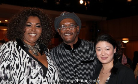 Actors Liz Mikel, Samuel L. Jackson and Jennifer Lim Photo by Lia Chang