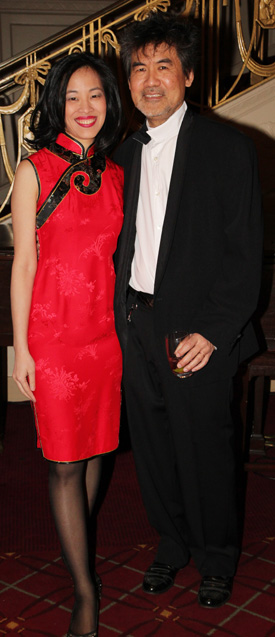Lia Chang and David Henry Hwang at the Waldorf Astoria Hotel in New York on January 11, 2012. Hwang received the 2011 Asia Society Cultural Achievement Award at the Asia Society Gala Benefit. (Rachel Cooper)