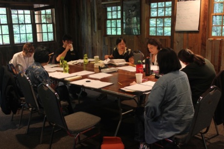 The table read for playwright Daniel Akiyama’s A Cage of Fireflies at the 2012 Sundance Institute Theatre Lab at the Sundance Resort in Utah. Photo by Jeanne Sakata