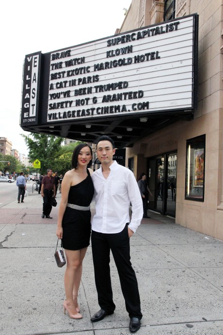 Joyce Yung and Derek Ting at Village East Cinema for the New York theatrical premiere screening of Supercapitalist on August 10, 2012. Photo by Lia Chang