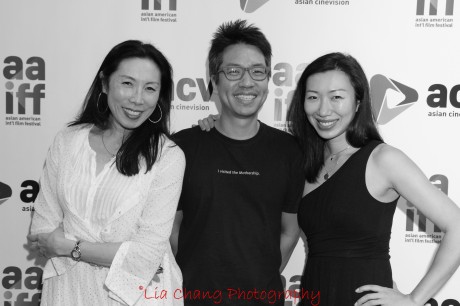  J.P. Chan, writer/director of the recently wrapped A Picture of You, is flanked by his castmembers Jodi Long, who can currently be seen on Sullivan and Son, and Jo Mei, at the 35th Asian American International Film Festival, at the Clearview Chelsea Cinemas in New York on August 4, 2012. Photo by Lia Chang 