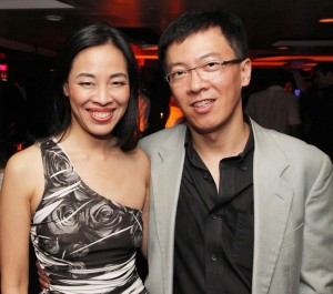 Lia Chang and Supercapitalist producer John Hsu, who flew in from Hong Kong to attend the premiere screening, at Crimson in New York for the afterparty on August 10, 2012. 