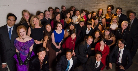 Mu Performing Arts Artistic Director Rick Shiomi shares his 2012 Ivey Award for Lifetime Achievement with his Mu Performing Arts family backstage at the State Theatre in Minneapolis, MN. on September 24, 2012. Photo by Kurt Moses