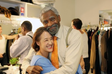 Michi Barall with castmember Carl Lumbly. Photo by Lia Chang