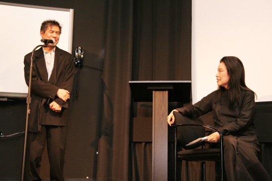 Eiko Ishioka presented David Henry Hwang with Asian American Writers’ Workshop Lifetime achievement award at the AAWW Literary Awards on December  8, 2008 in New York, Photo by Lia Chang