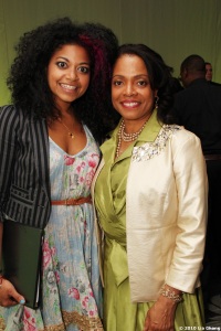 Rebecca Naomi Jones, who is currently starring in American Idiot on Broadway, with Denise Burse. Photo by Lia Chang