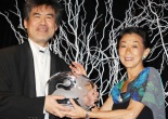 Asia Society Cultural Achievement Award winner David Henry Hwang and Asia Society Trustee Lulu Wang, founder of Tupelo Capital Management. (Lia Chang)