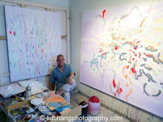 Artist Arlan Huang in his Brooklyn Studio on July 12, 2014. Photo by Lia Chang