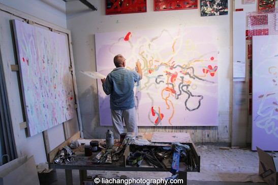 Artist Arlan Huang in his Brooklyn Studio on July 12, 2014. Photo by Lia Chang