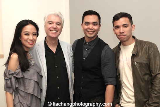 Jaygee Macapugay, David Byrne, Jose Llana and Conrad Ricamora of Here Lies Love at the Apple Store Soho in New York on October 25, 2014. Photo by Lia Chang