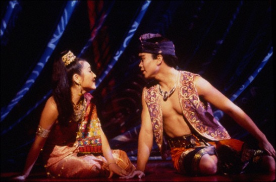 Joohee Choi (Tuptim) and Jose Llana (Lun Tha) in the 1996 Broadway revival of The King and I. Photo by Joan Marcus