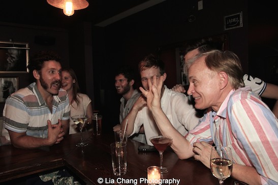 he Report cast and producer Craig Zehms (far right) at the opening night party at The Crooked Knife in New York on August 15, 2015. Photo by Lia Chang