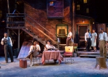 The full company of August Wilson’s Seven Guitars at Two River Theater. From left: Charlie Hudson III (Red Carter), Brittany Bellizeare (Ruby), Crystal A. Dickinson (Louise), Jason Dirden (Canewell), Kevin Mambo (Floyd Barton), Christina Acosta Robinson(Vera), and Brian D. Coats (Hedley) in August Wilson’s Seven Guitars at Two River Theater. Photo by T. Charles Erickson